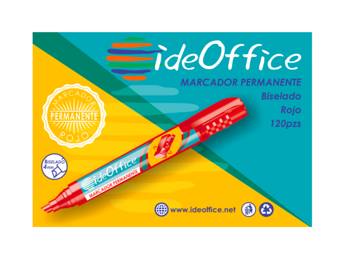 MARCADOR PERM. PTA. BISEL ROJO IDEOFFICE